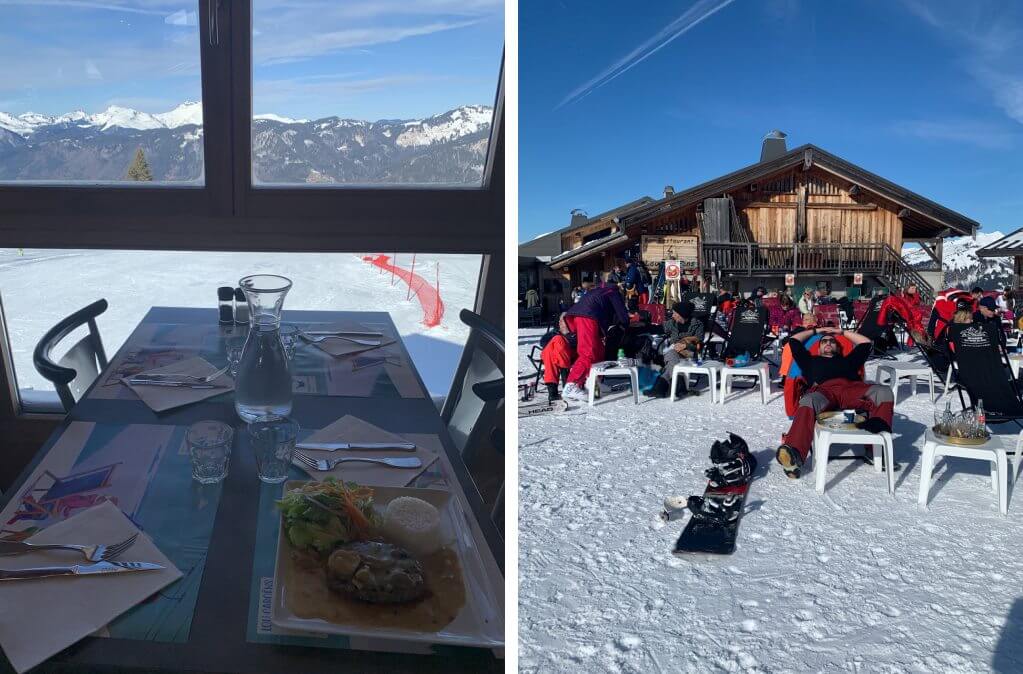 O restaurante depois de esquiar na estação francesa de Samoens